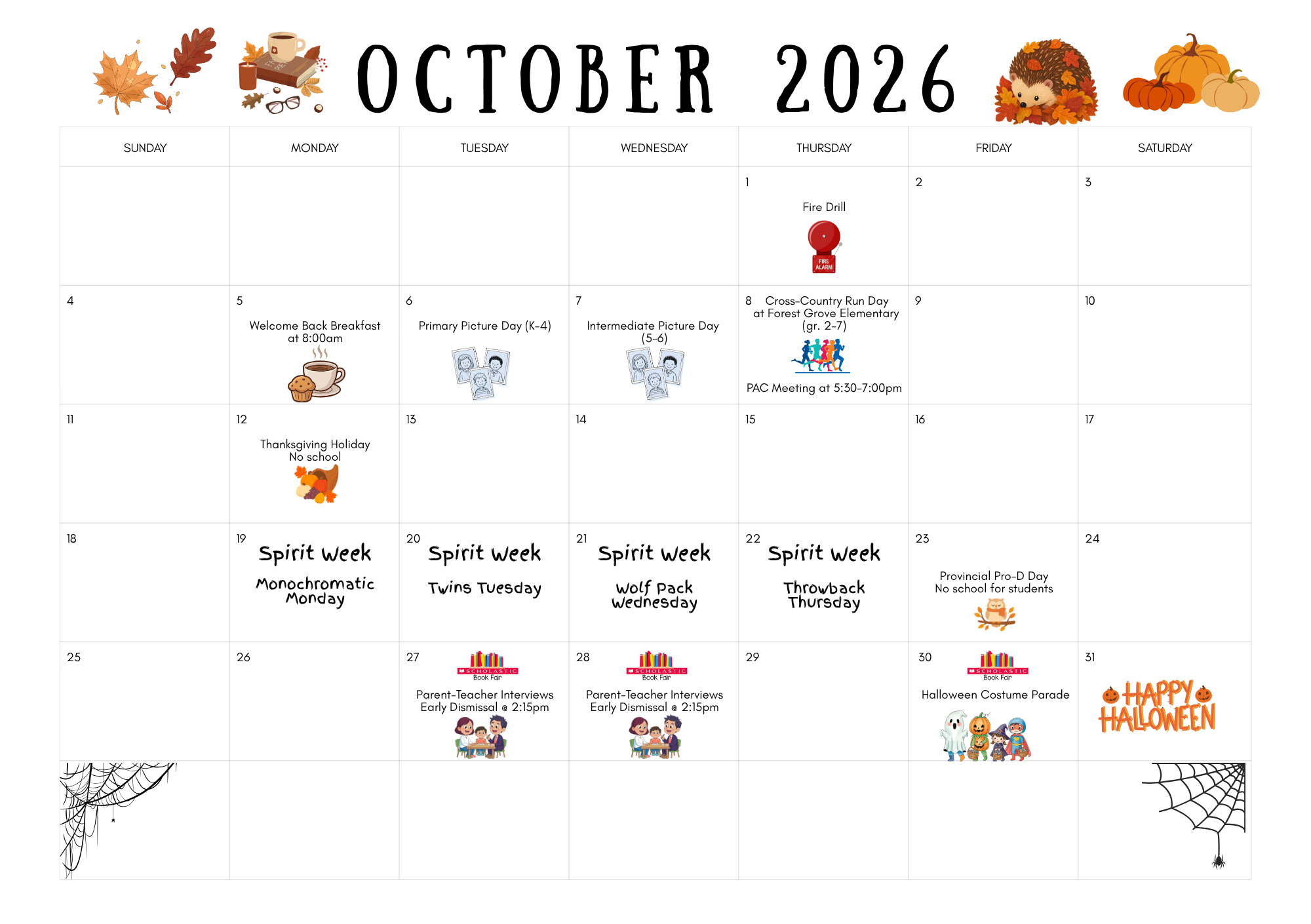 October Calendar